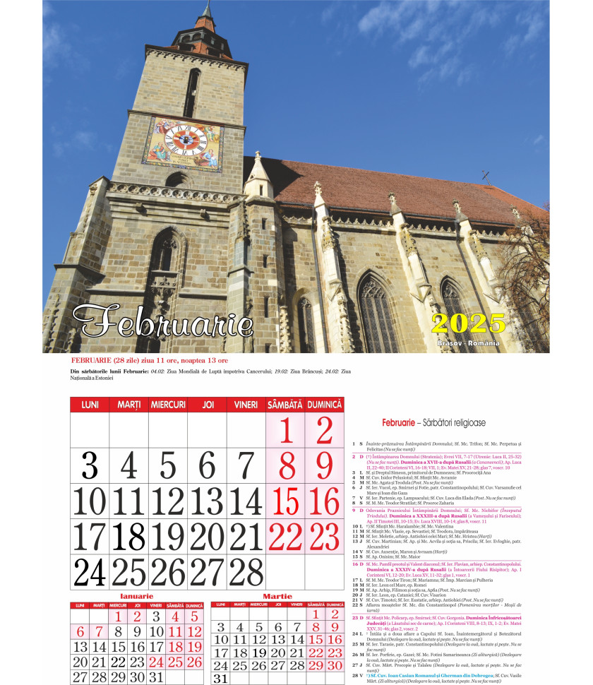 CALENDAR Orase 2025  - CALENDAR CU SPIRA FORMAT A3